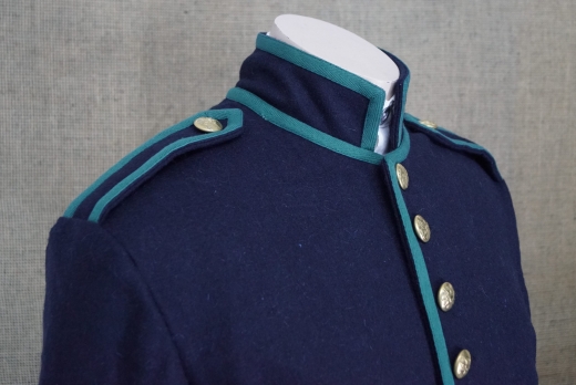 US Frock Coat dunkelblau / grnes Paspelband, 1 reihig, 9 US Adler Knpfe, 100% Wolle, Futter 100% Baumwolle