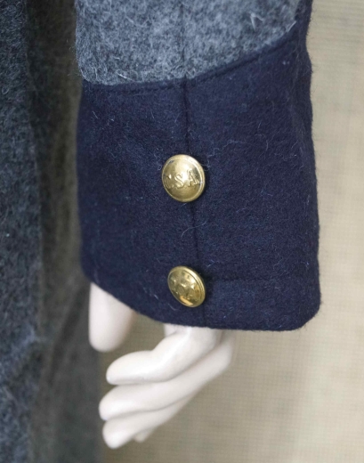 CS Frock Coat grau / dunkelblau, 1 reihig, 9 CSA Knpfe, 100% Wolle, Futter 100% Baumwolle