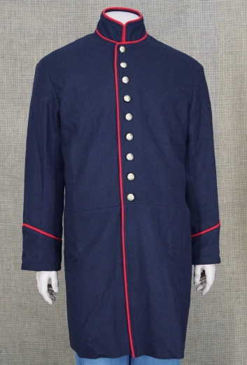 US Frock Coat dunkelblau / rot, 1 reihig, 9 US Adler Knpfe, 100% Wolle, Futter 100% Baumwolle