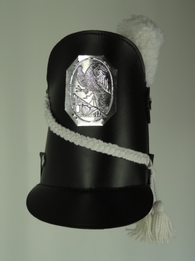 US Leder Tschako 1812, Material Leder, Plakette Metallblech geprgt
