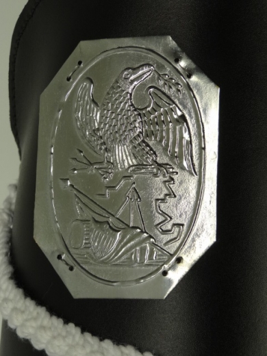 US Leder Tschako 1812, Material Leder, Plakette Metallblech geprgt