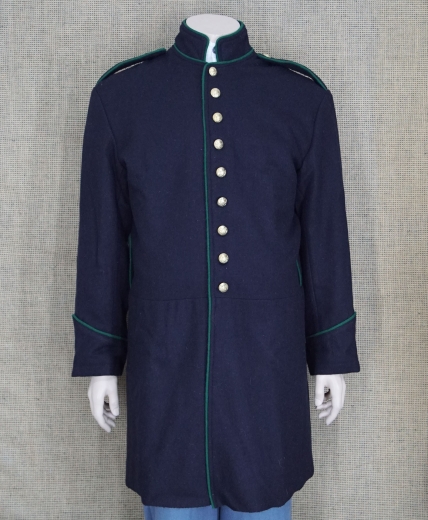 US Frock Coat dunkelblau / grne Wollpaspelierung, 1 reihig, 9 US Adler Knpfe, 100% Wolle, Futter 100% Baumwolle