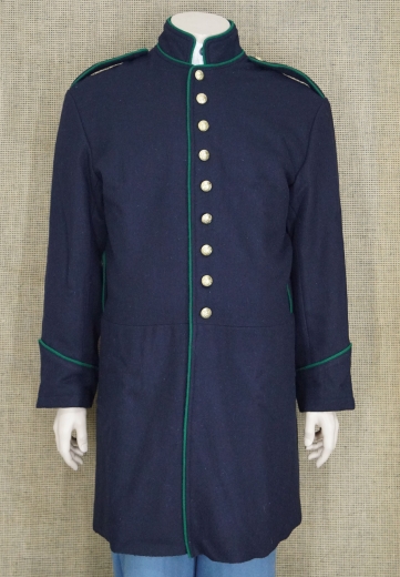 US Frock Coat dunkelblau / grne Wollpaspelierung, 1 reihig, 9 US Adler Knpfe, 100% Wolle, Futter 100% Baumwolle