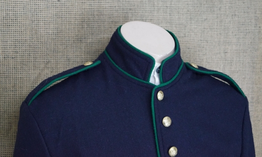 US Frock Coat dunkelblau / grne Wollpaspelierung, 1 reihig, 9 US Adler Knpfe, 100% Wolle, Futter 100% Baumwolle