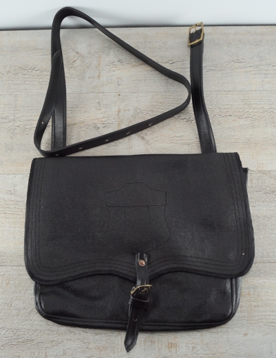 US Brotbeutel, Offiziers Haversack, Optik geteert, Material: 100% Baumwolle, Lederriemen mit Eisenschliee
