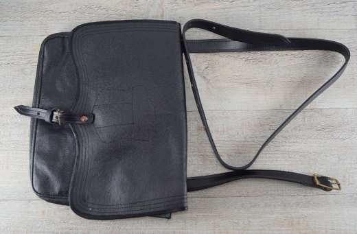 US Brotbeutel, Offiziers Haversack, Optik geteert, Material: 100% Baumwolle, Lederriemen mit Eisenschliee