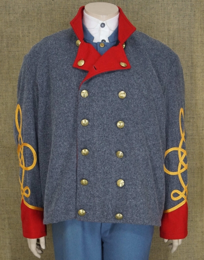 CS Shell Jacket Mayor bis Colonel, hellgrau, rote Aufschlge, 14 CSA Knpfe, doppelreihig, Oberstoff: reine Wolle, Futter: 100% Baumwolle