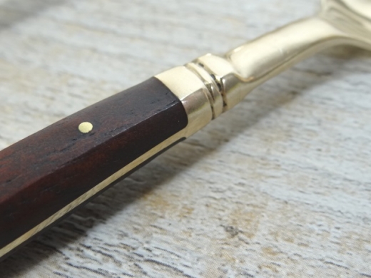 Bronzebesteck mit Holzgriff, klein Kindergre, 3 teilig, Material: Bronze mit Rosenholz Griffen, Handarbeit