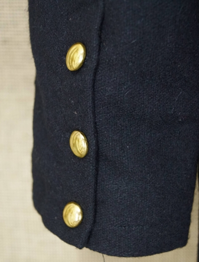 Frock Coat schwarz, 1 reihig, 9 Messing Knpfe, 100% Wolle, Futter 100% Baumwolle