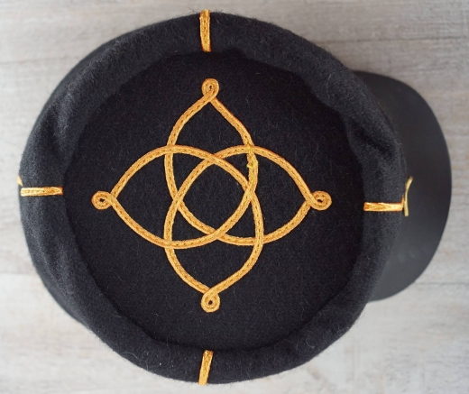 Kepi schwarz Lieutenant, auen 100% Wolle, Futter 100% Baumwolle, Schirm / Schweiband 100% Leder