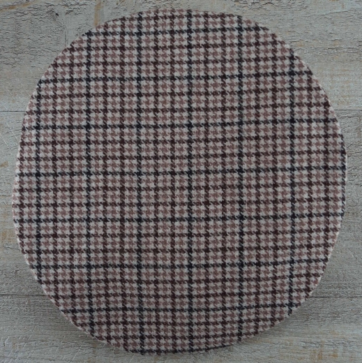 Forage Cap hellbraun kariert, auen 100% Wolle, Futter 100% Baumwolle, Schirm +Schweiband 100% Leder