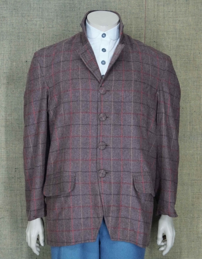 Sack Coat, dunkelbraun kariert, gefttert, mit Stoffbezogene Knpfe, Material: 100% Baumwolle