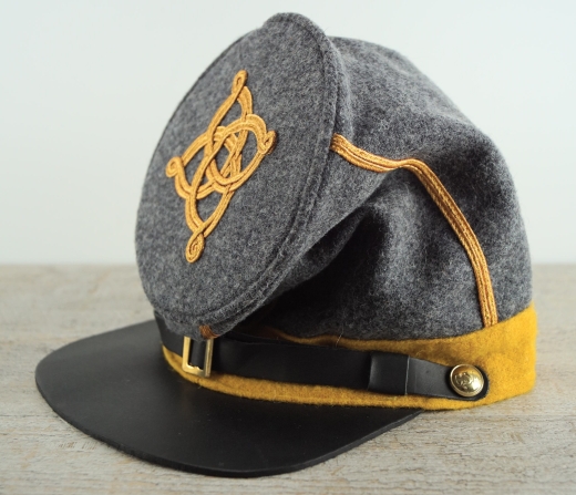 Bummers Kepi CS hellgrau gelbes Band, Captain, auen 100% Wolle, Futter 100% Baumwolle, Schirm / Schweiband 100% Leder