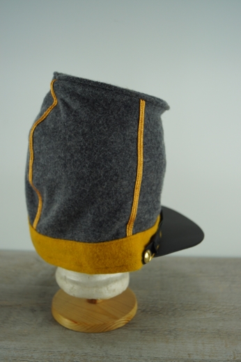 Bummers Kepi CS hellgrau gelbes Band, Captain, auen 100% Wolle, Futter 100% Baumwolle, Schirm / Schweiband 100% Leder