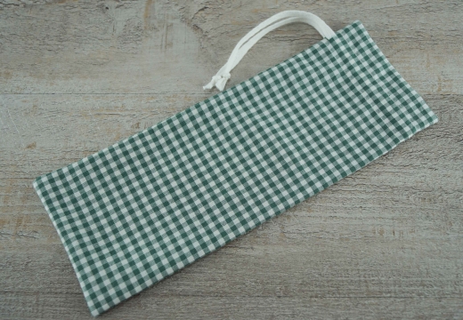 Besteck Beutel / Tasche grn/wei kariert, Mae: ca. 27,5 cm x 10,5 cm, Material: 100% Baumwolle