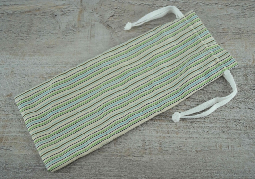 Besteck Beutel / Tasche grn/blau/wei gestreift, Mae: ca. 26 cm x 11cm, Material: 100% Baumwolle