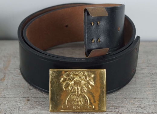 Koppel schwarz mit South Carolina Vollmessing Schliee mit Belt Keeper, Material: Koppel Leder, Schliee + Beltkeeper Messing