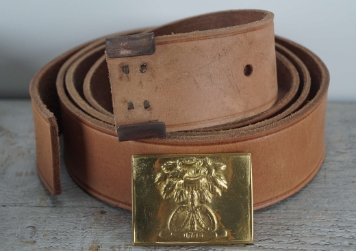 Koppel natur mit South Carolina Vollmessing Schliee mit Belt Keeper, Material: Koppel Leder, Schliee + Beltkeeper Messing
