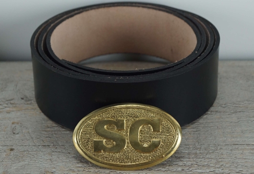 Koppel schwarz mit South Carolina Vollmessing Schliee, Material: Koppel Leder, Schliee Messing