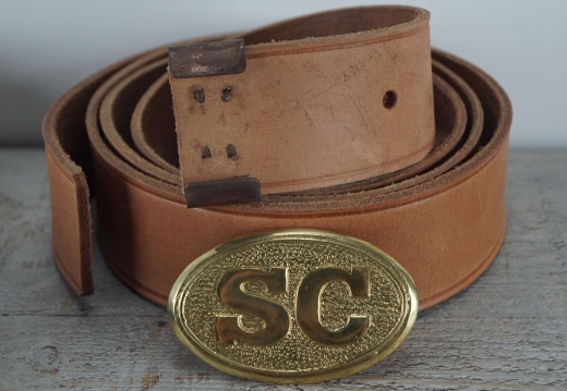 Koppel natur mit South Carolina oval Vollmessing Schliee mit Belt Keeper, Material: Koppel Leder, Schliee + Beltkeeper Messing