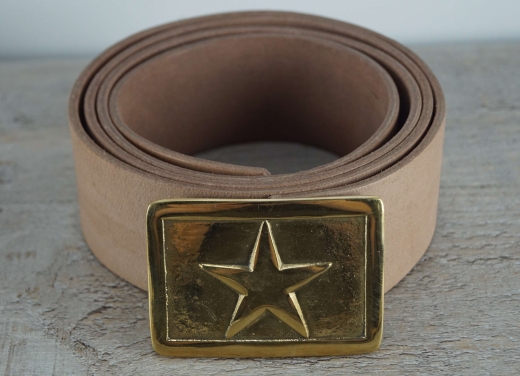 Koppel natur mit Texas Vollmessing Schlie�e, rechteckig, Material: Koppel Leder, Schlie�e Messing