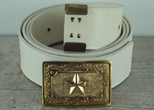 Koppel wei mit Texas Vollmessing Schliee, rechteckig, Material: Koppel Leder, Schliee+ Beltkeeper Messing