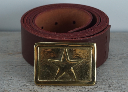 Koppel russet mit Texas Vollmessing Schlie�e, rechteckig, Material: Koppel Leder, Schlie�e Messing