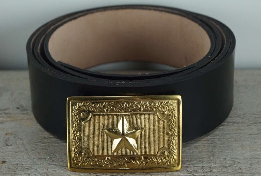 Koppel schwarz mit Texas Vollmessing Schlie�e, rechteckig, Material: Koppel Leder, Schlie�e Messing