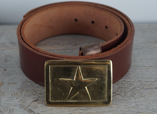 Koppel russet mit Texas Vollmessing Schlie�e, rechteckig, Material: Koppel Leder, Schlie�e+ Beltkeeper Messing