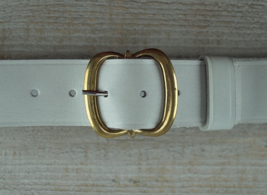 Koppel mit Doppel-D Schlie�e, rohwei�, Material: Koppel Leder, Schlie�e Messing