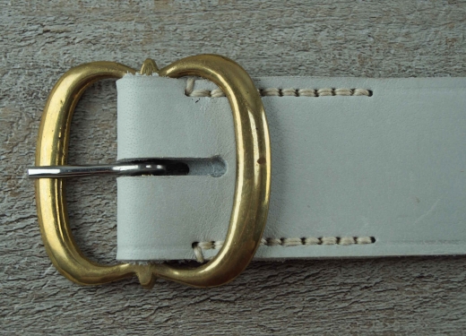 Koppel mit Doppel-D Schlie�e, rohwei�, Material: Koppel Leder, Schlie�e Messing