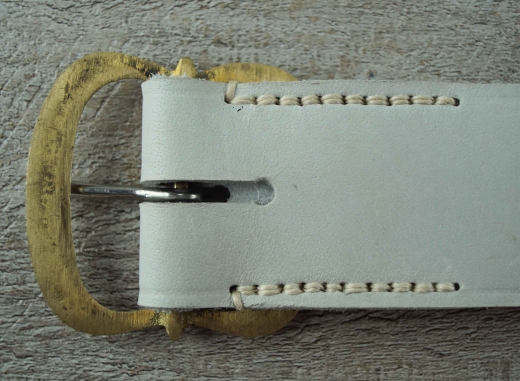 Koppel mit Doppel-D Schlie�e, rohwei�, Material: Koppel Leder, Schlie�e Messing