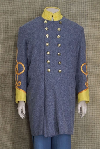 CS Frock Coat Colonel hellgrau/gelb, 2 reihig, 14 CSA Kn�pfe, 100% Wolle, Futter 100% Baumwolle