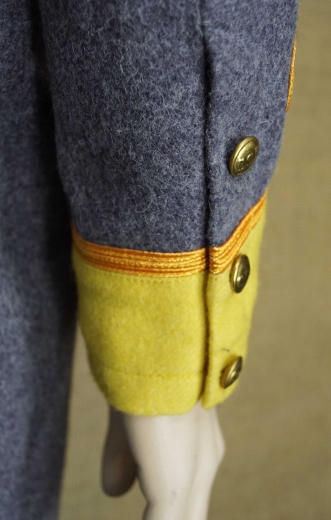 CS Frock Coat Colonel hellgrau/gelb, 2 reihig, 14 CSA Kn�pfe, 100% Wolle, Futter 100% Baumwolle