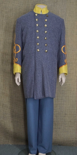 CS Frock Coat Colonel hellgrau/gelb, 2 reihig, 14 CSA Kn�pfe, 100% Wolle, Futter 100% Baumwolle
