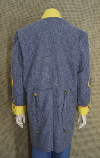 CS Frock Coat Colonel hellgrau/gelb, 2 reihig, 14 CSA Kn�pfe, 100% Wolle, Futter 100% Baumwolle