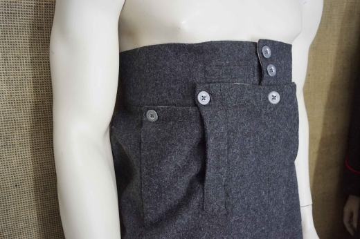 napoleonische Woll Hose dunkelgrau, extra hoch, 100% Wolle