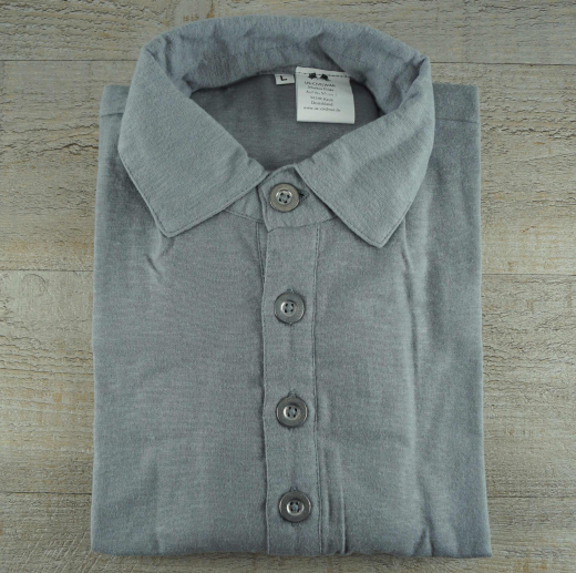 Hemd blaugrau, halbgekn�pft, 4 Kn�pfe, eckiger Umlegekragen, Baumwoll-Flanell, 100% Baumwolle