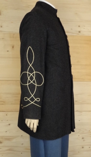 CS Frock Coat dunkelgrau Lieutenant, 1 reihig, 9 CSA Knpfe, 100% Wolle, Futter 100% Baumwolle