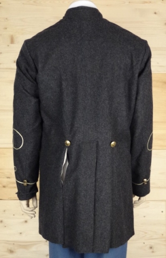 CS Frock Coat dunkelgrau Lieutenant, 1 reihig, 9 CSA Knpfe, 100% Wolle, Futter 100% Baumwolle