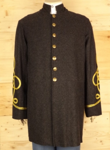 CS Frock Coat dunkelgrau Major - Colonel, 1 reihig, 9 CSA Knpfe, 100% Wolle, Futter 100% Baumwolle