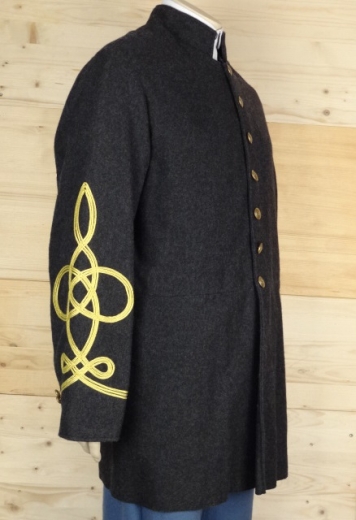 CS Frock Coat dunkelgrau Major - Colonel, 1 reihig, 9 CSA Knpfe, 100% Wolle, Futter 100% Baumwolle