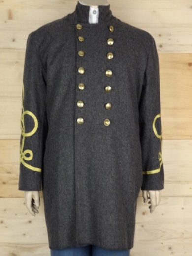 CS Frock Coat dunkelgrau Major - Colonel, 2 reihig, 14 CSA Knpfe, 100% Wolle, Futter 100% Baumwolle