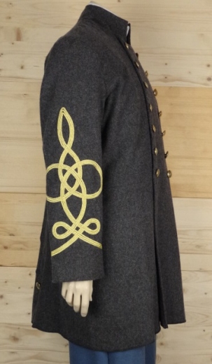 CS Frock Coat dunkelgrau Major - Colonel, 2 reihig, 14 CSA Knpfe, 100% Wolle, Futter 100% Baumwolle