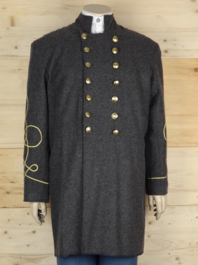 CS Frock Coat dunkelgrau Lieutenant, 2 reihig, 14 CSA Knpfe, 100% Wolle, Futter 100% Baumwolle