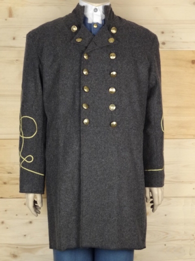 CS Frock Coat dunkelgrau Lieutenant, 2 reihig, 14 CSA Knpfe