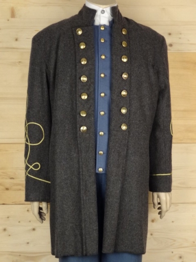 CS Frock Coat dunkelgrau Lieutenant, 2 reihig, 14 CSA Knpfe, 100% Wolle, Futter 100% Baumwolle