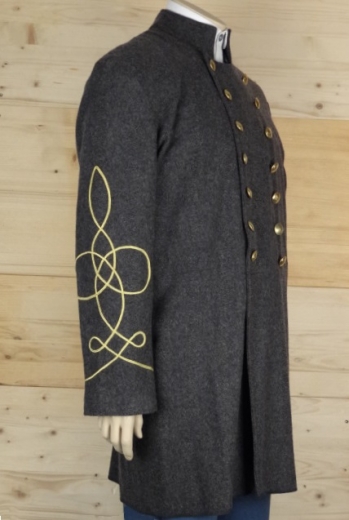 CS Frock Coat dunkelgrau Lieutenant, 2 reihig, 14 CSA Knpfe