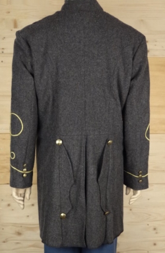 CS Frock Coat dunkelgrau Lieutenant, 2 reihig, 14 CSA Knpfe, 100% Wolle, Futter 100% Baumwolle