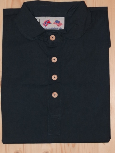 Hemd dark-skyblue, halbgeknpft, runder Umlegekragen, 100% Baumwolle